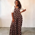 Women’s Stunning Wide Leg Brown Polka Dot Maxi Jumpsuit