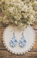 Beautiful Blue Songbird Teardrop Earrings