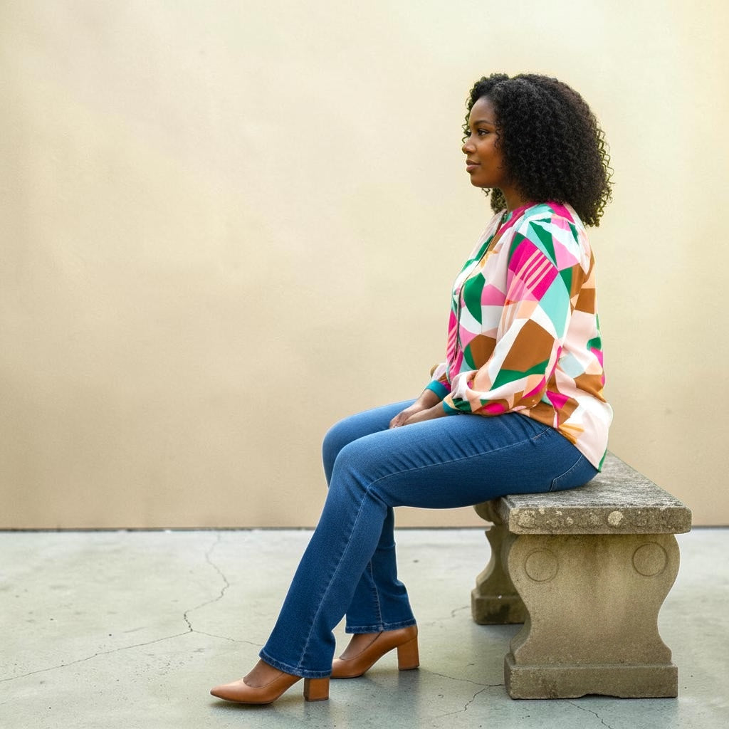 Women's Plus Size Botton Multicolored Button Up Top