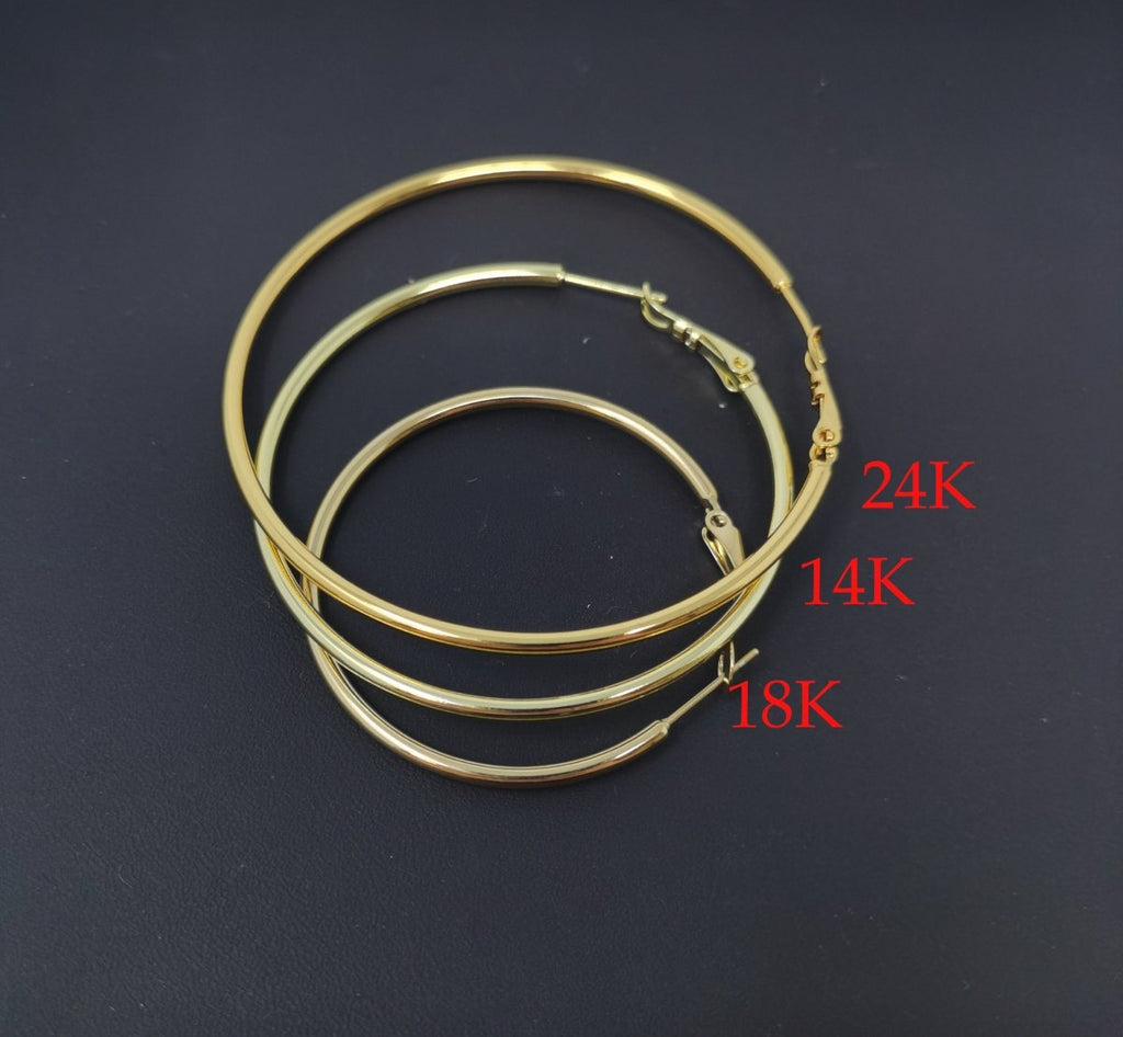 14K / 24K Gold Filled 20mm, 25mm, 30mm, 35mm, 40mm, 45mm, 50mm, 55mm, 60mm, 65mm, 70mm Minimalist Hinge Lock Hoop Earrings