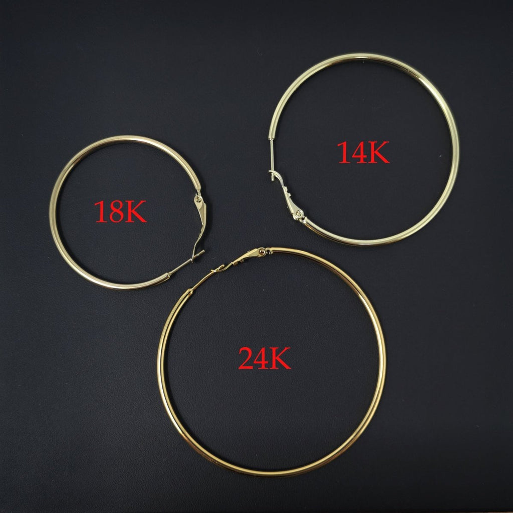14K / 24K Gold Filled 20mm, 25mm, 30mm, 35mm, 40mm, 45mm, 50mm, 55mm, 60mm, 65mm, 70mm Minimalist Hinge Lock Hoop Earrings