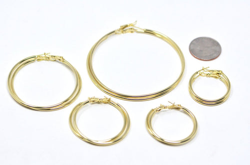 14K / 24K Gold Filled 20mm, 25mm, 30mm, 35mm, 40mm, 45mm, 50mm, 55mm, 60mm, 65mm, 70mm Minimalist Hinge Lock Hoop Earrings
