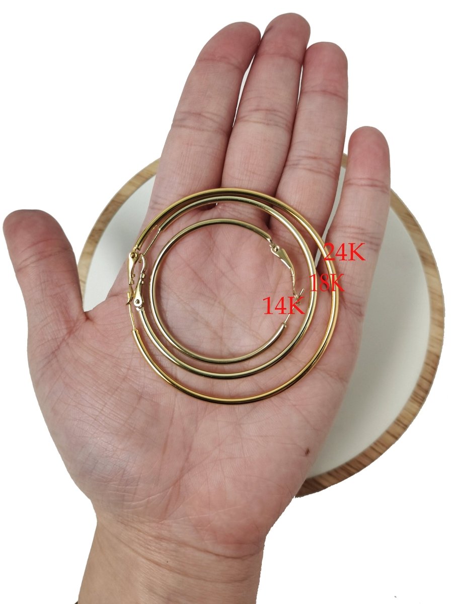 14K / 24K Gold Filled 20mm, 25mm, 30mm, 35mm, 40mm, 45mm, 50mm, 55mm, 60mm, 65mm, 70mm Minimalist Hinge Lock Hoop Earrings
