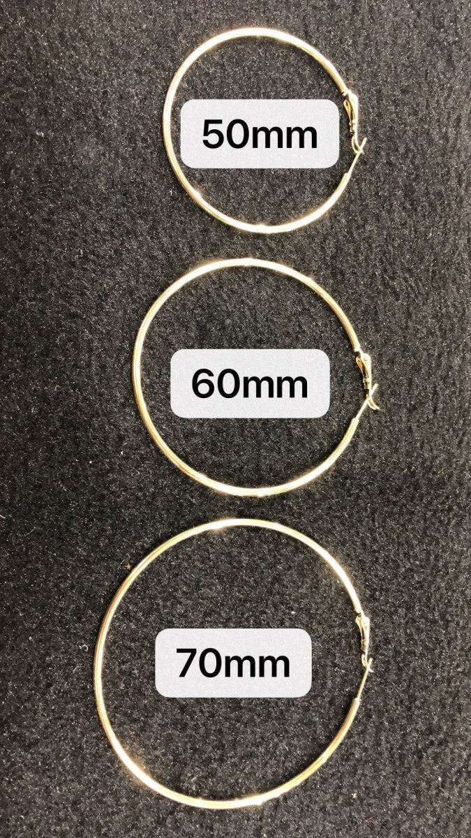 14K / 24K Gold Filled 20mm, 25mm, 30mm, 35mm, 40mm, 45mm, 50mm, 55mm, 60mm, 65mm, 70mm Minimalist Hinge Lock Hoop Earrings