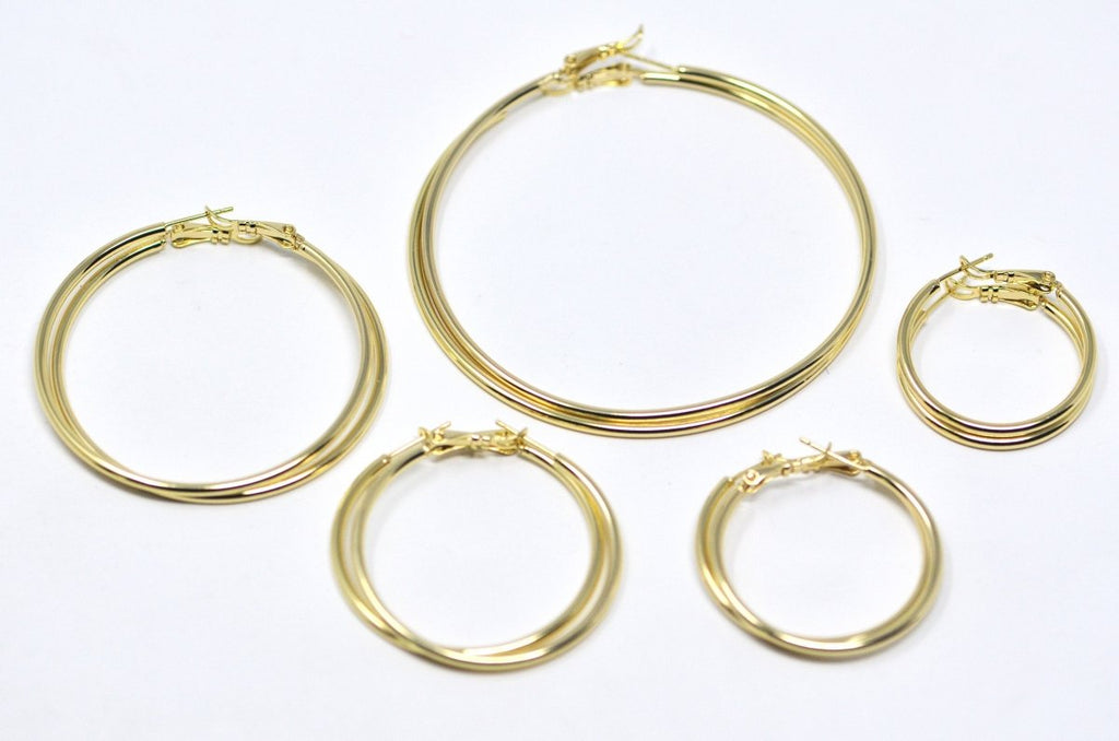 14K / 24K Gold Filled 20mm, 25mm, 30mm, 35mm, 40mm, 45mm, 50mm, 55mm, 60mm, 65mm, 70mm Minimalist Hinge Lock Hoop Earrings